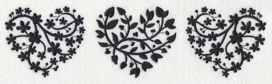 Leafy Hearts Trio (Blackwork)