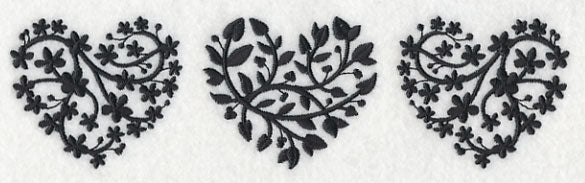 Leafy Hearts Trio (Blackwork)