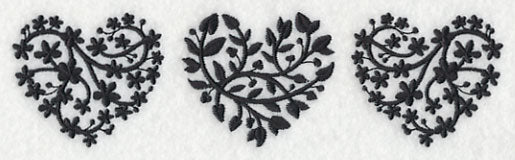 Leafy Hearts Trio (Blackwork)