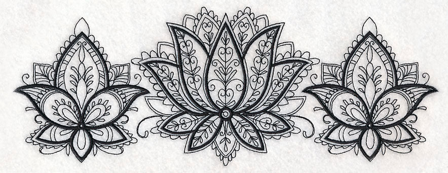 Mehndi Floral Trio (Blackwork)