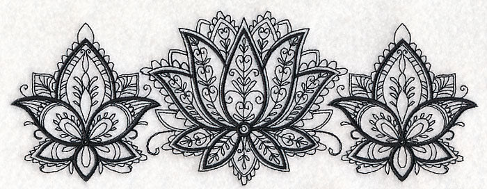 Mehndi Floral Trio (Blackwork)