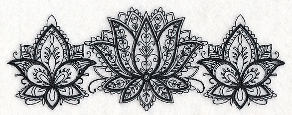 Mehndi Floral Trio (Blackwork)