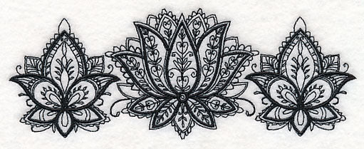 Mehndi Floral Trio (Blackwork)