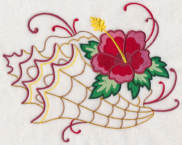 Hibiscus and Conch Shell (Vintage)