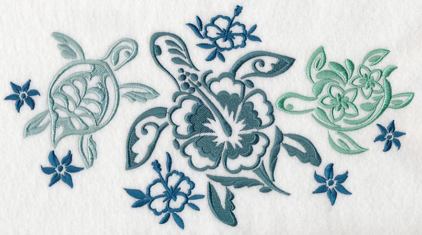 Turtle Trio with Flower Shells