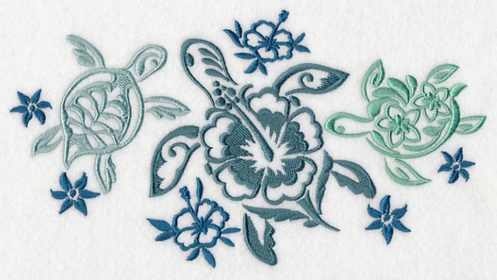 Turtle Trio with Flower Shells