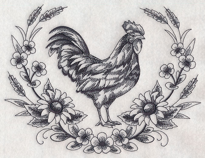 Rooster Sketch Wreath