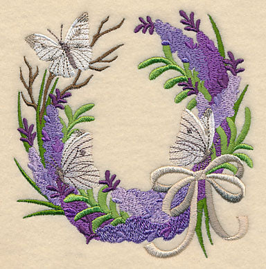 Lavender and Butterfly Wreath with Ribbon