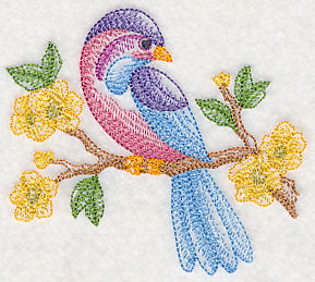 Bird in Forest Flowers (Toile)