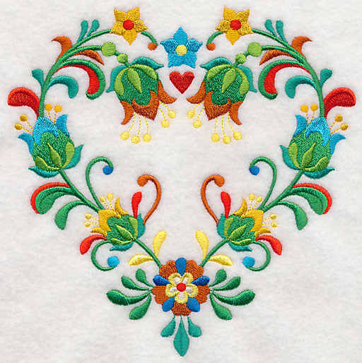 Folk Art Heart of Flowers