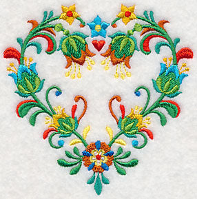 Folk Art Heart of Flowers