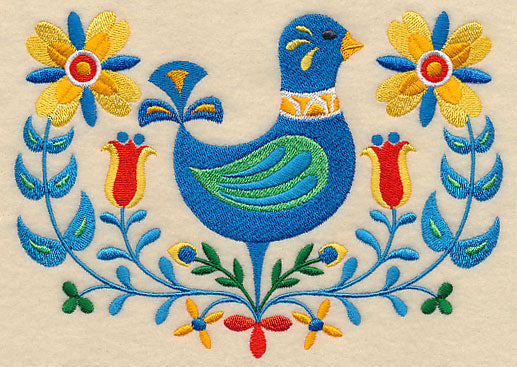 Folk Art Bird in Flowers
