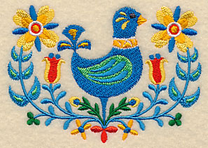 Folk Art Bird in Flowers