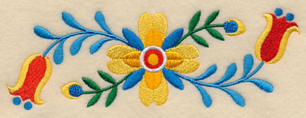 Folk Art Bird in Flowers Border