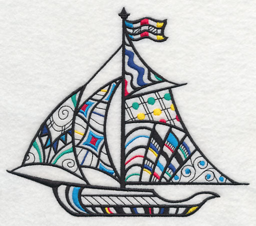 Sailboat at Sea (Blackwork)