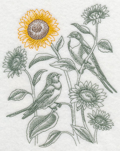 Sunflower and Barn Swallows (Toile)