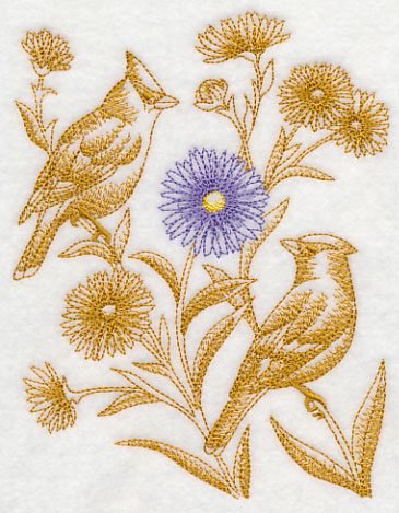 Aster and Cedar Waxwings (Toile)
