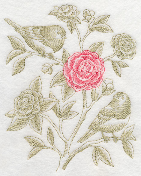 Camellia and Juncos (Toile)