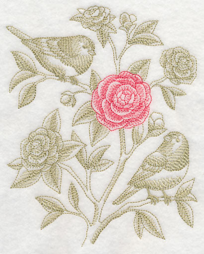 Camellia and Juncos (Toile)