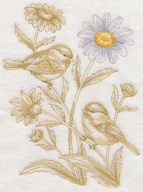 Daisy and Chickadees (Toile)