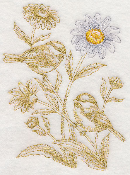 Daisy and Chickadees (Toile)