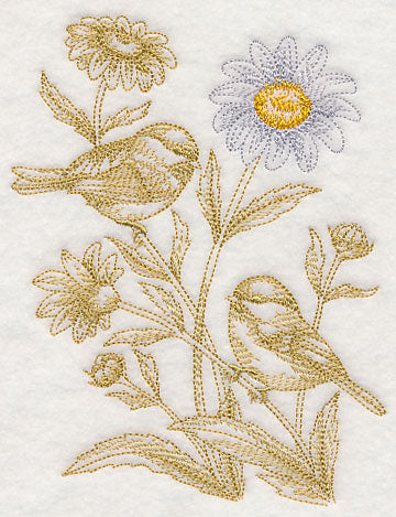 Daisy and Chickadees (Toile)