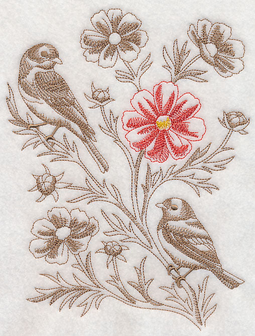 Cosmos and Eastern Bluebird (Toile)