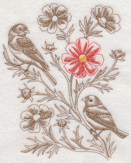 Cosmos and Eastern Bluebird (Toile)