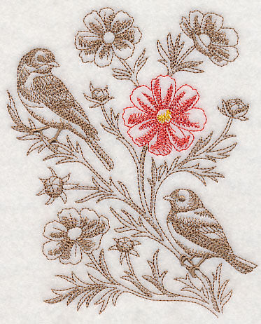Cosmos and Eastern Bluebird (Toile)