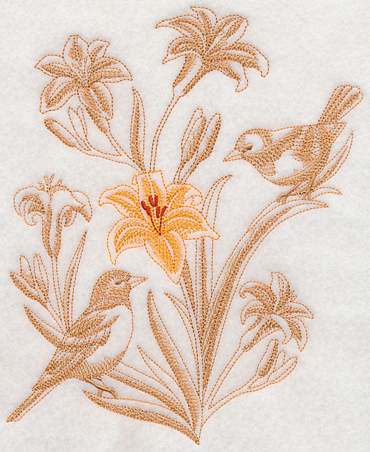 Daylily and Orioles (Toile)