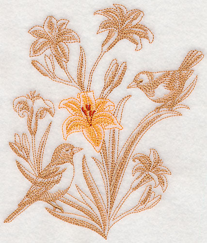 Daylily and Orioles (Toile)