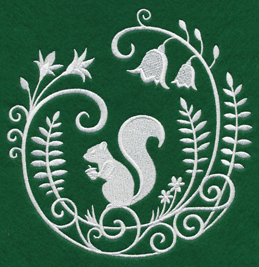 Squirrel Whitework Scene