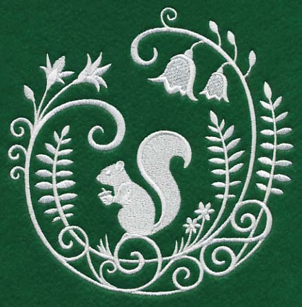 Squirrel Whitework Scene