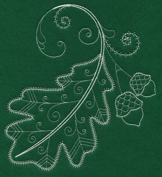Delicate Whitework Oak Leaf