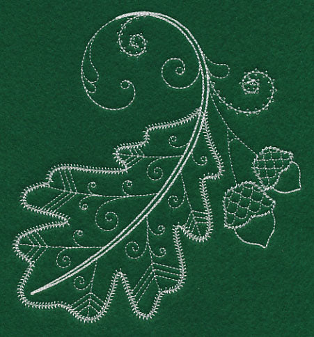 Delicate Whitework Oak Leaf