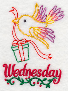 Christmas Bird with Present - Wednesday (Vintage)