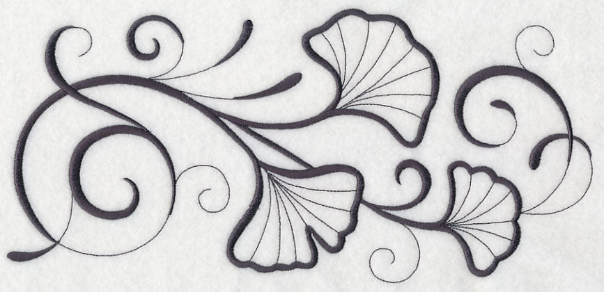 Inky Ginkgo Leaves Border