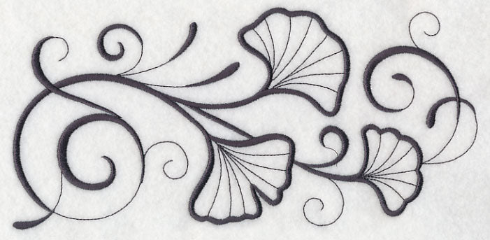 Inky Ginkgo Leaves Border