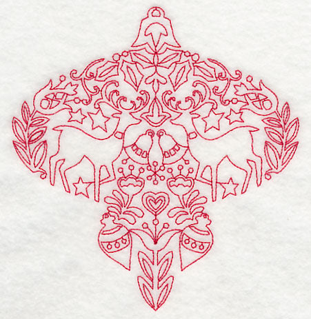 Scandinavian Christmas Ornament (Redwork)