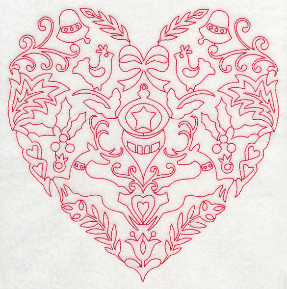 Scandinavian Christmas Heart (Redwork)