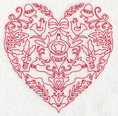 Scandinavian Christmas Heart (Redwork)