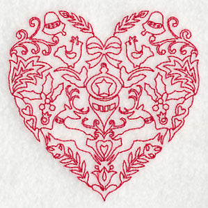 Scandinavian Christmas Heart (Redwork)