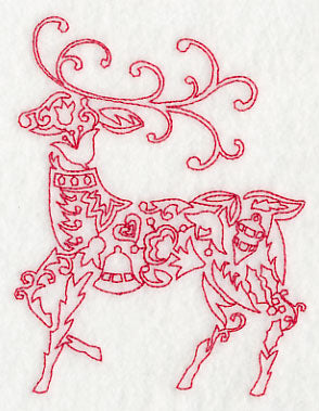 Scandinavian Christmas Reindeer (Redwork)