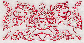 Scandinavian Christmas Tree Border (Redwork)