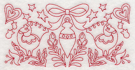 Scandinavian Christmas Ornament Border (Redwork)