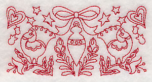 Scandinavian Christmas Ornament Border (Redwork)
