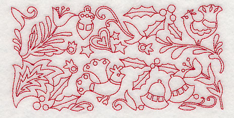 Scandinavian Christmas Border (Redwork)