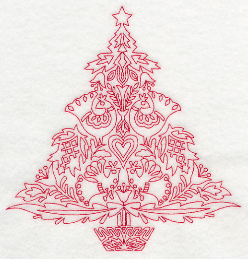 Scandinavian Christmas Tree (Redwork)