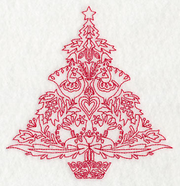 Scandinavian Christmas Tree (Redwork)
