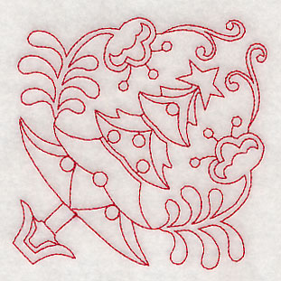 Scandinavian Christmas Tree Corner (Redwork)